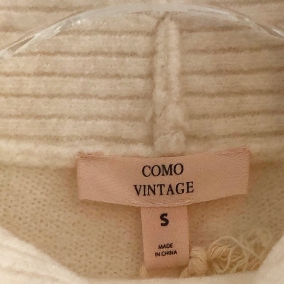 Como Vintage Turtleneck Sweater Ribbed Cream Small - Picture 9 of 13